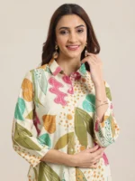Beige Printed Silk Blend Straight Short Kurti - Image 5