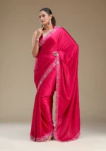 Rani Pink Swarovski Satin Saree